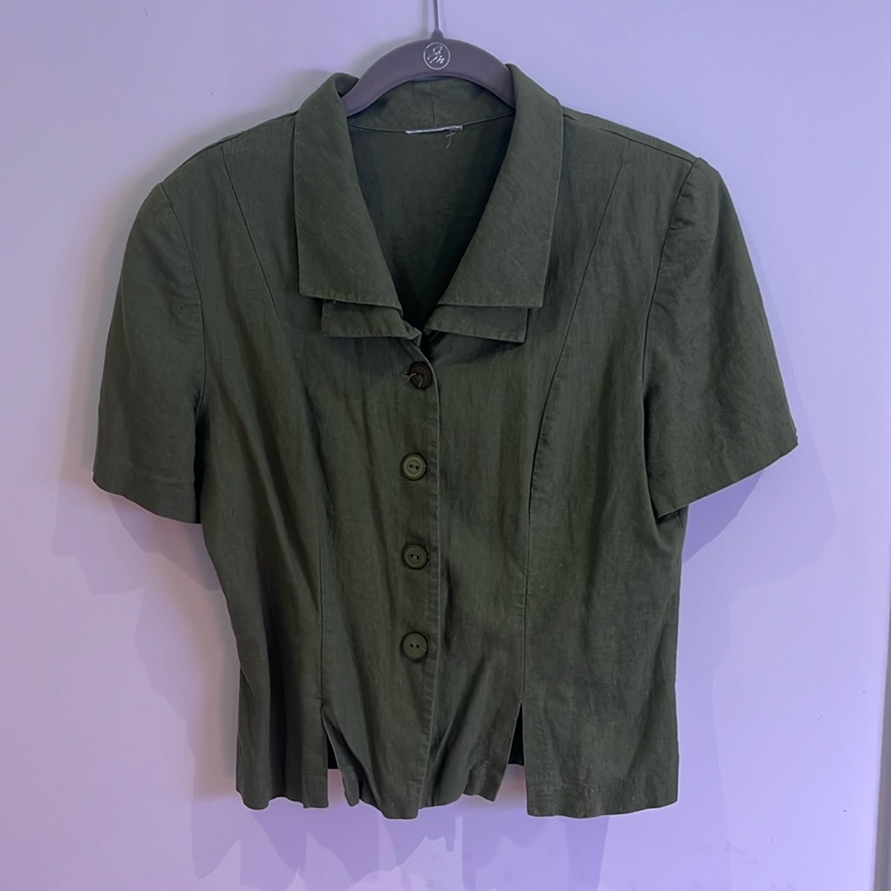 Green Button Down - image 1